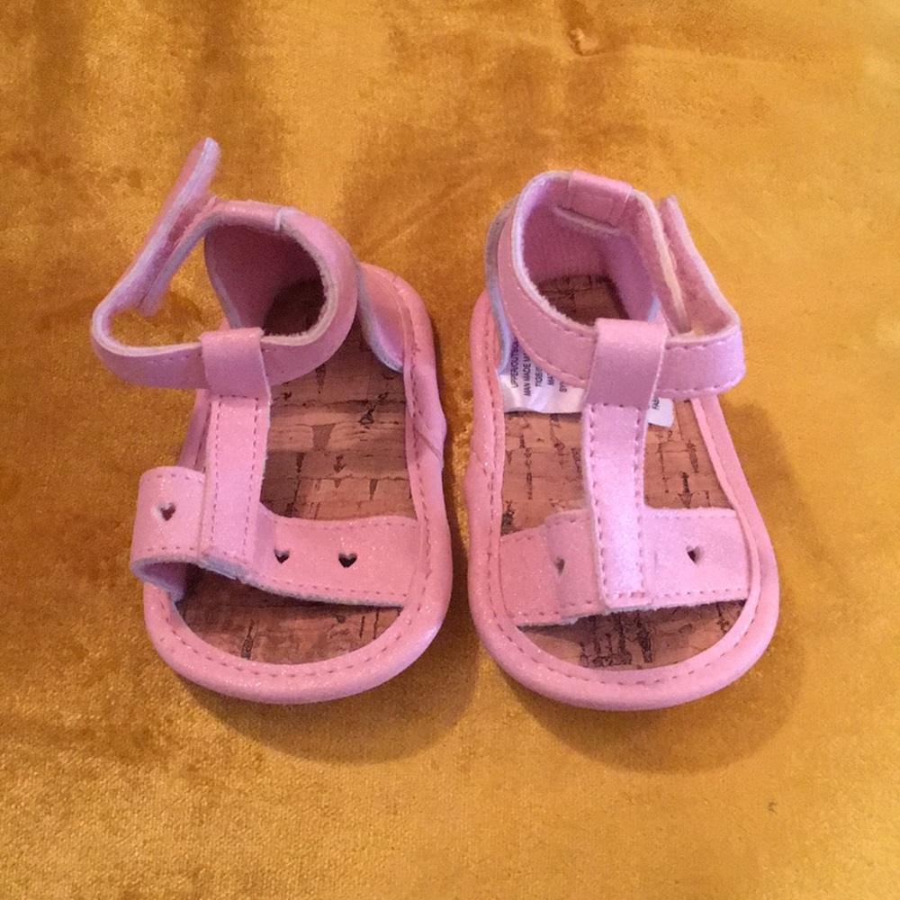 Pink sparkle newborn sandals